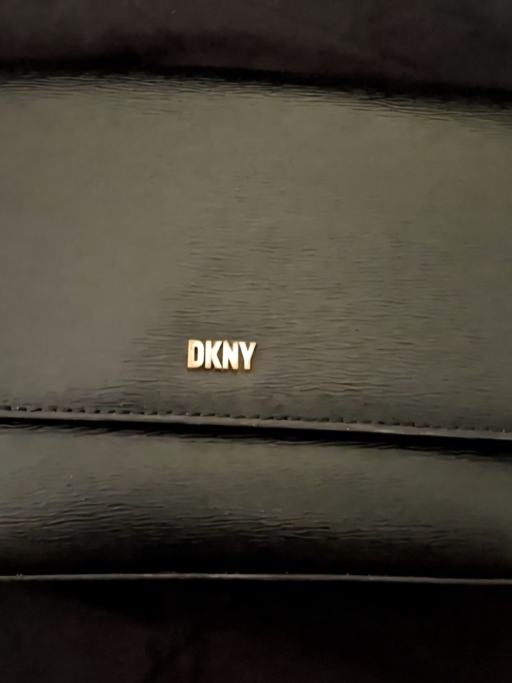 DKNY Black Leather Women's Clutch Bag with Gold Logo